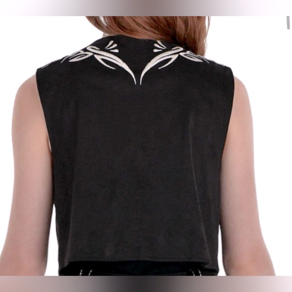 AMSCAN COWGIRL VEST Adult Black Faux Suede with Fringe size S  NWT - Picture 7 of 11